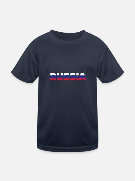 Russland - Kinder Funktions-T-Shirt - Navy - Vorne