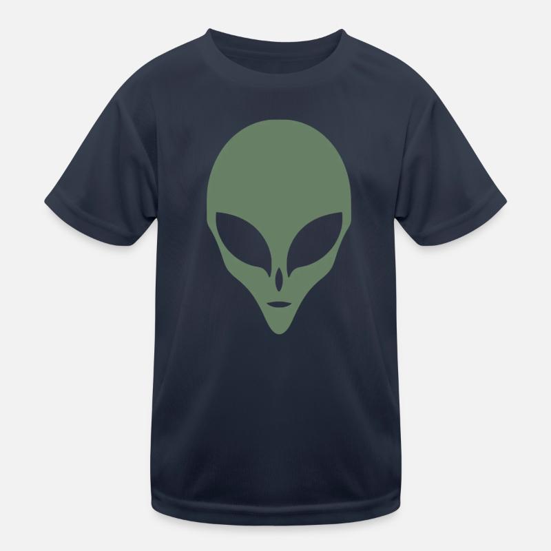 Alien Silhouette Head Face Kids Functional T-Shirt