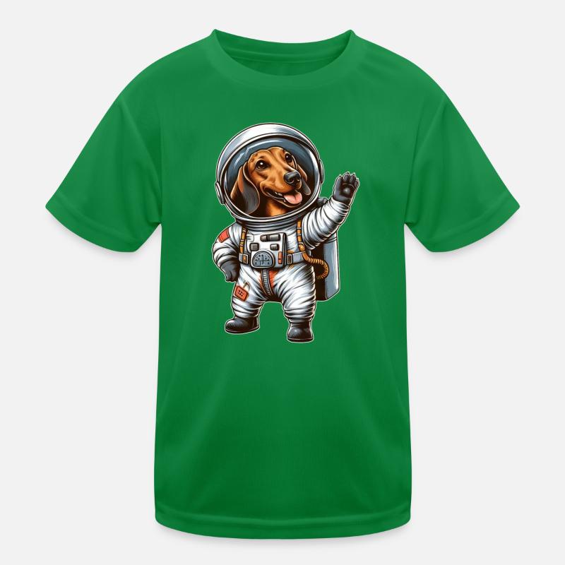 Dachshund Astronaut Space Science Fiction Kids Functional T-Shirt
