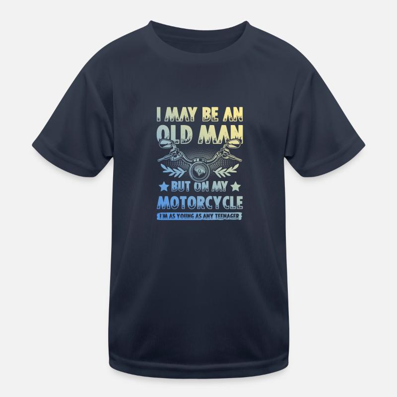 Motorcycle old man Kids Functional T-Shirt