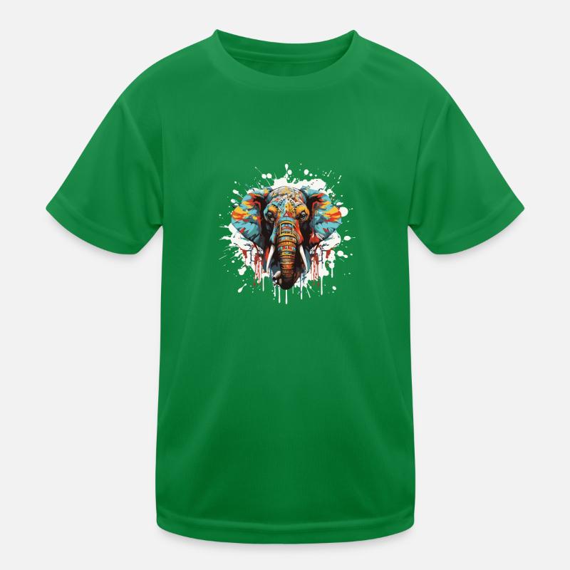 Elephant Pop Art Head Kids Functional T-Shirt