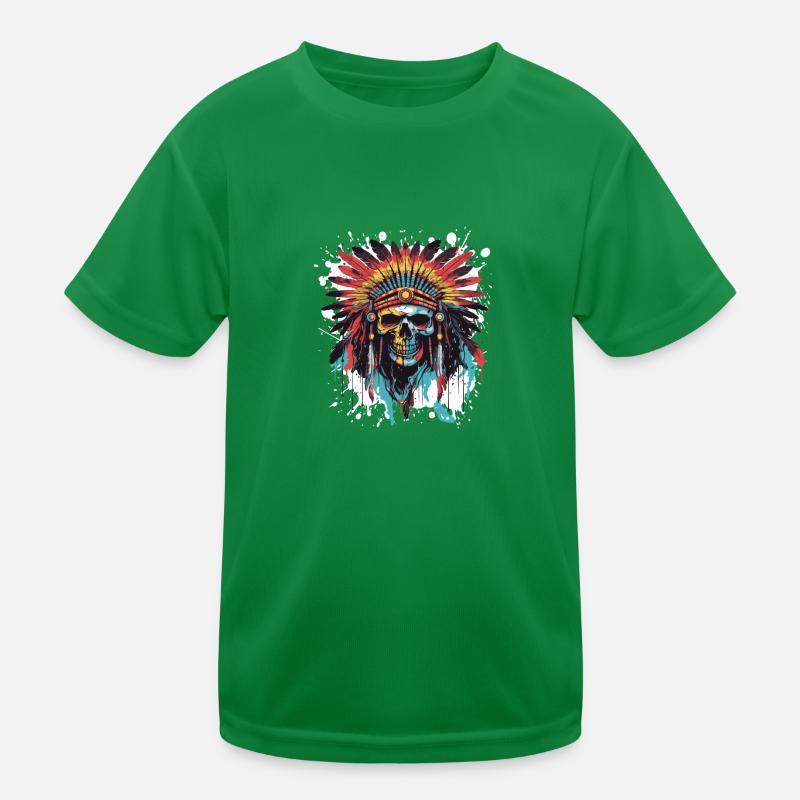 Apache Skull Indian Pop Art Kids Functional T-Shirt