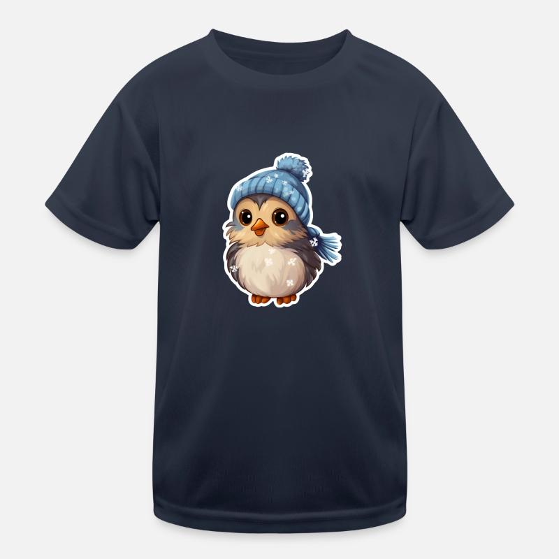 Winter Vögelchen Kinder Funktions-T-Shirt