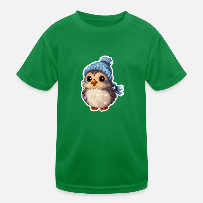 Winter Vögelchen Kinder Funktions-T-Shirt