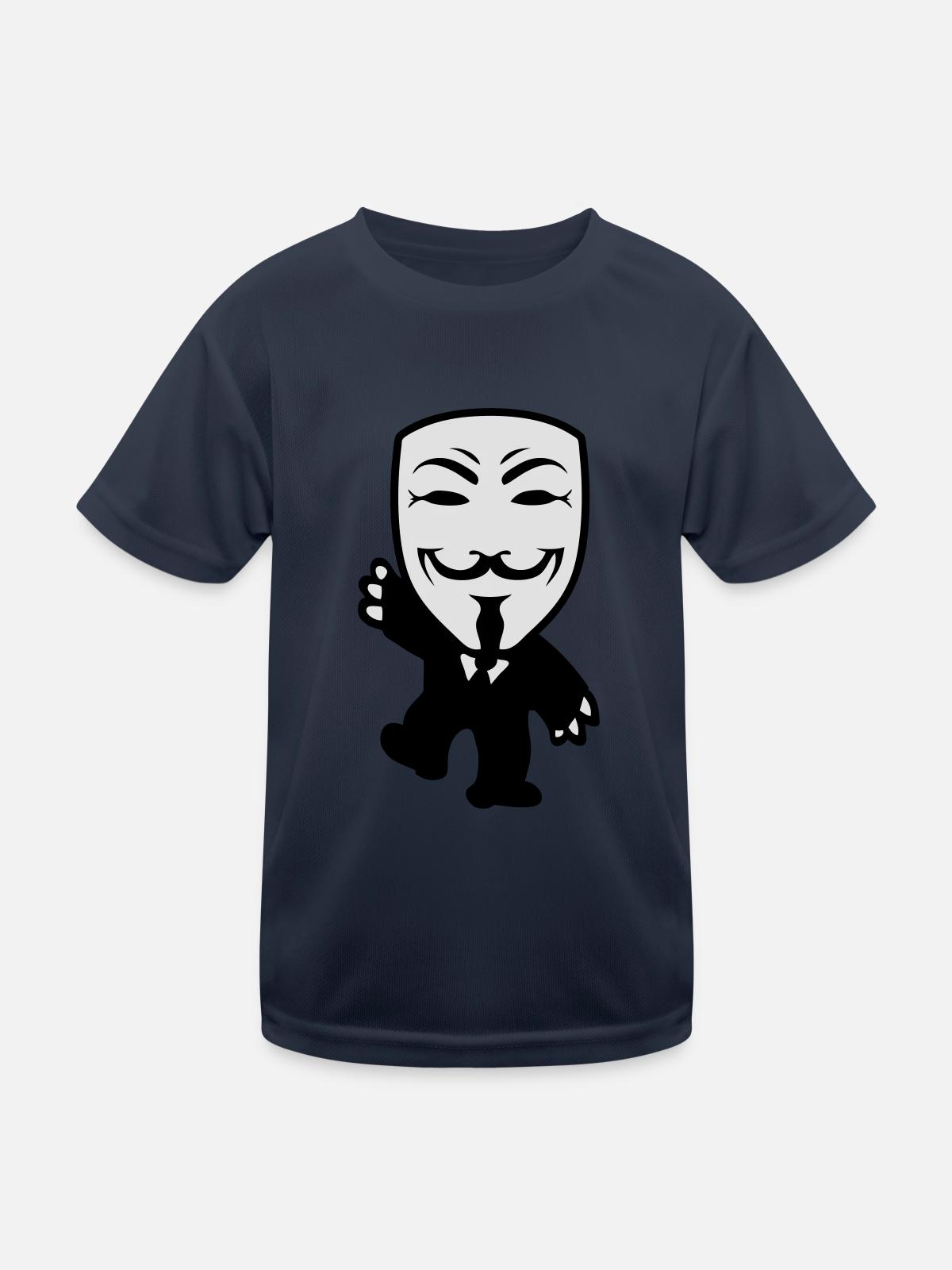 anonymous - Kinder Funktions-T-Shirt - Navy - Vorne