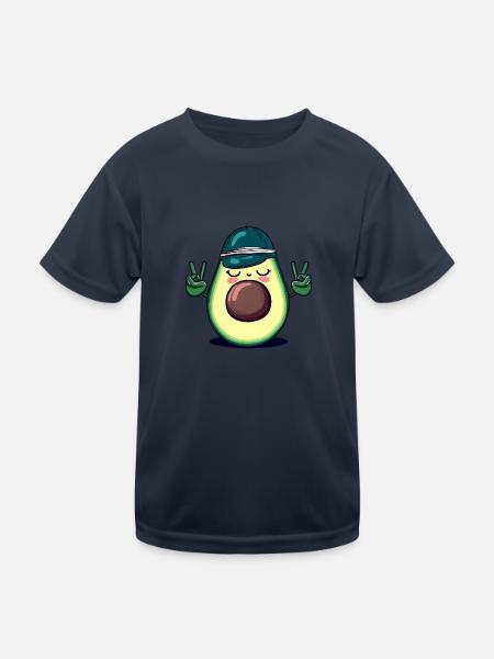 Hippie-Avocado mit Basecap - Coole Peace-Design - Kinder Funktions-T-Shirt - Navy