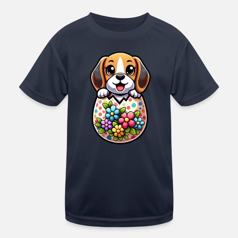 Oeuf de Pâques coloré Beagle éclosion Design T-shirt sport Enfant