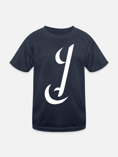 Letter J, Name, der Buchstabe J - Kinder Funktions-T-Shirt - Navy