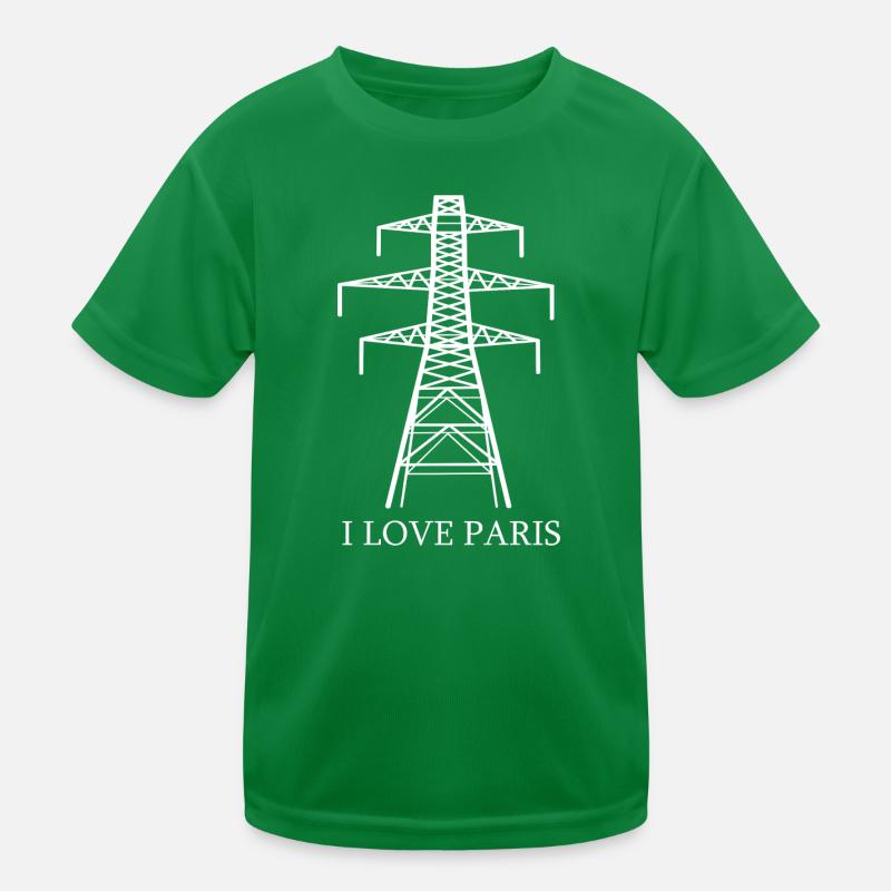Strommast als Eiffelturm "I Love Paris" Satire Kinder Funktions-T-Shirt