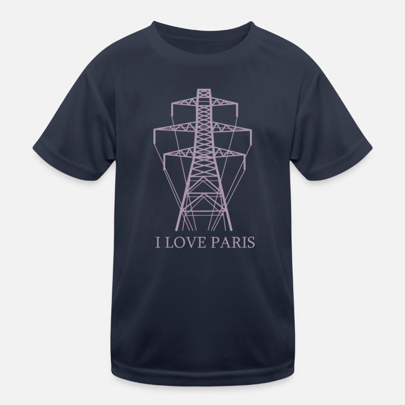 Strommast als Eiffelturm "I Love Paris" Satire Kinder Funktions-T-Shirt