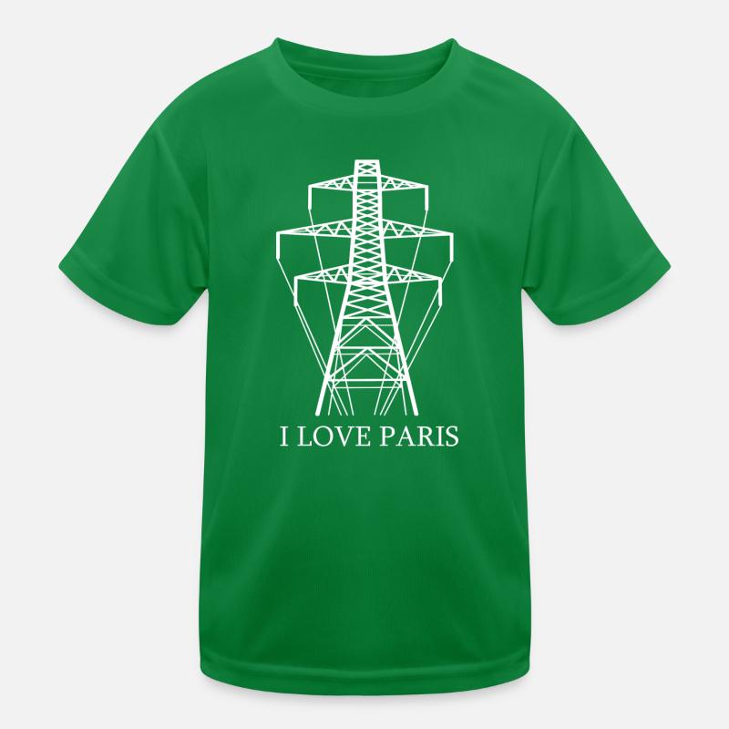Strommast als Eiffelturm "I Love Paris" Satire Kinder Funktions-T-Shirt