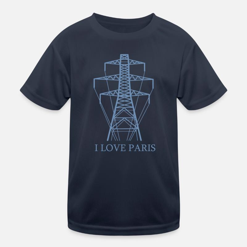 Power pole as Eiffel Tower "I Love Paris" satire Kids Functional T-Shirt