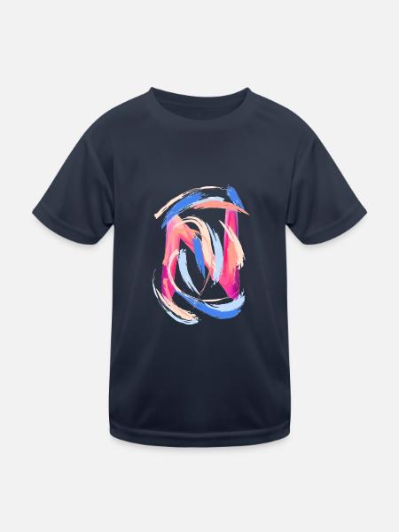 Buchstabe "N" - Kinder Funktions-T-Shirt - Navy