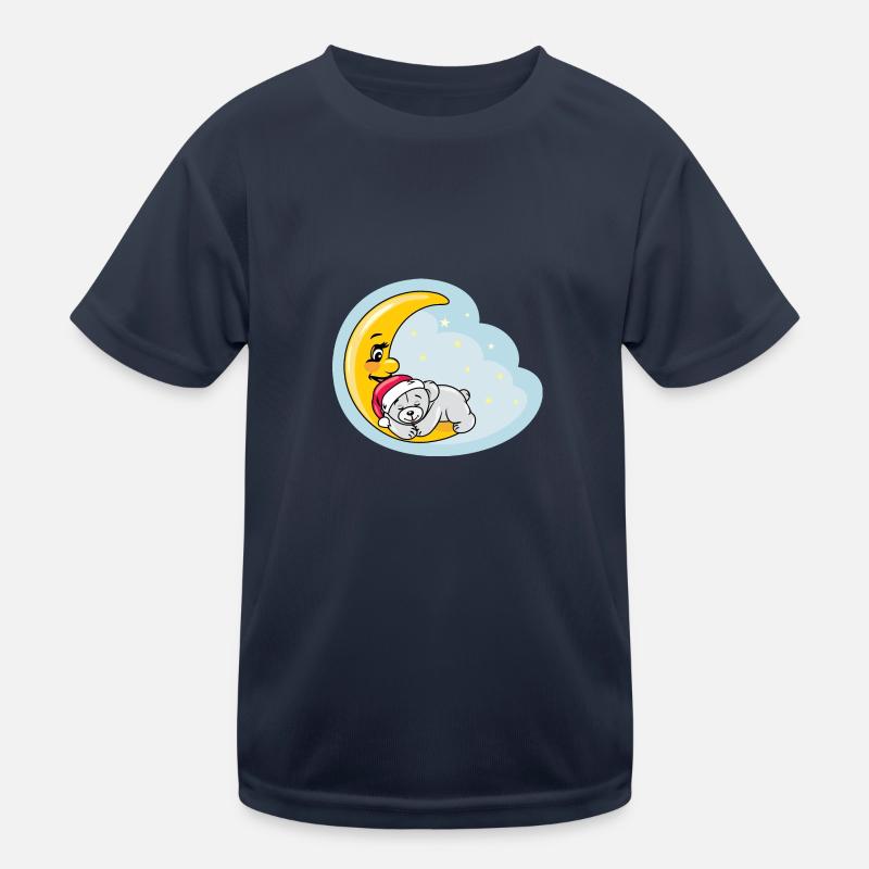 Sleeping teddy bear on the moon Kids Functional T-Shirt