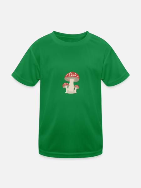 Mushroom lucky guy forest gift idea - Kids Functional T-Shirt - kelly green - Front