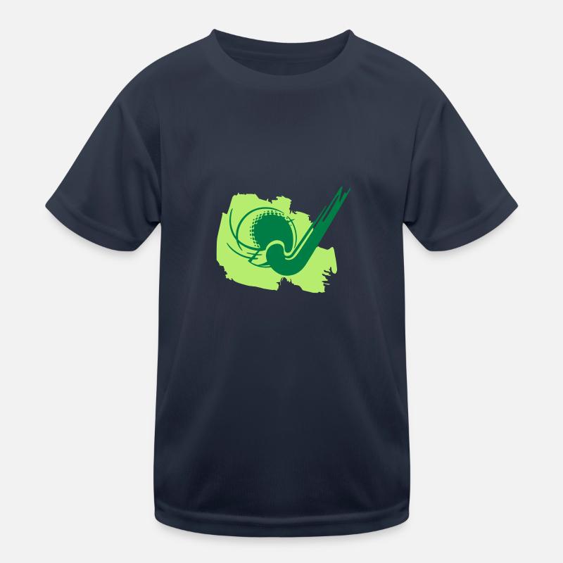 Hockeyschlaeger und Ball Kinder Funktions-T-Shirt
