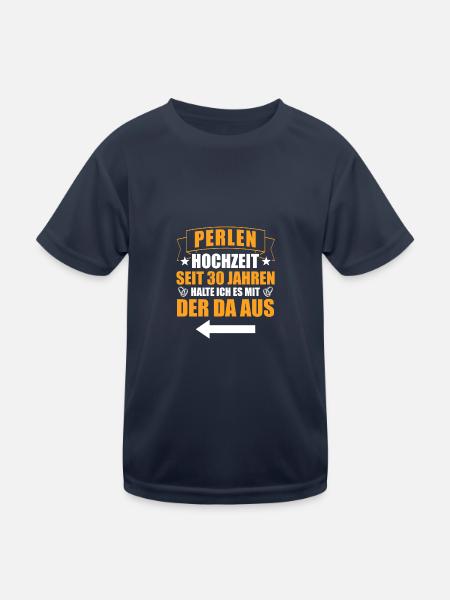 Mit der da 30. Hochzeitstag Perlenhochzeit - Kinder Funktions-T-Shirt - Navy - Vorne