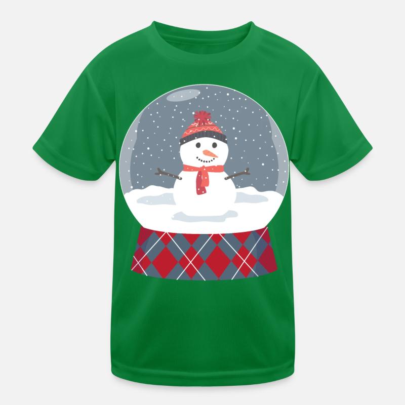 Glaskugel mit Schneemann Kinder Funktions-T-Shirt