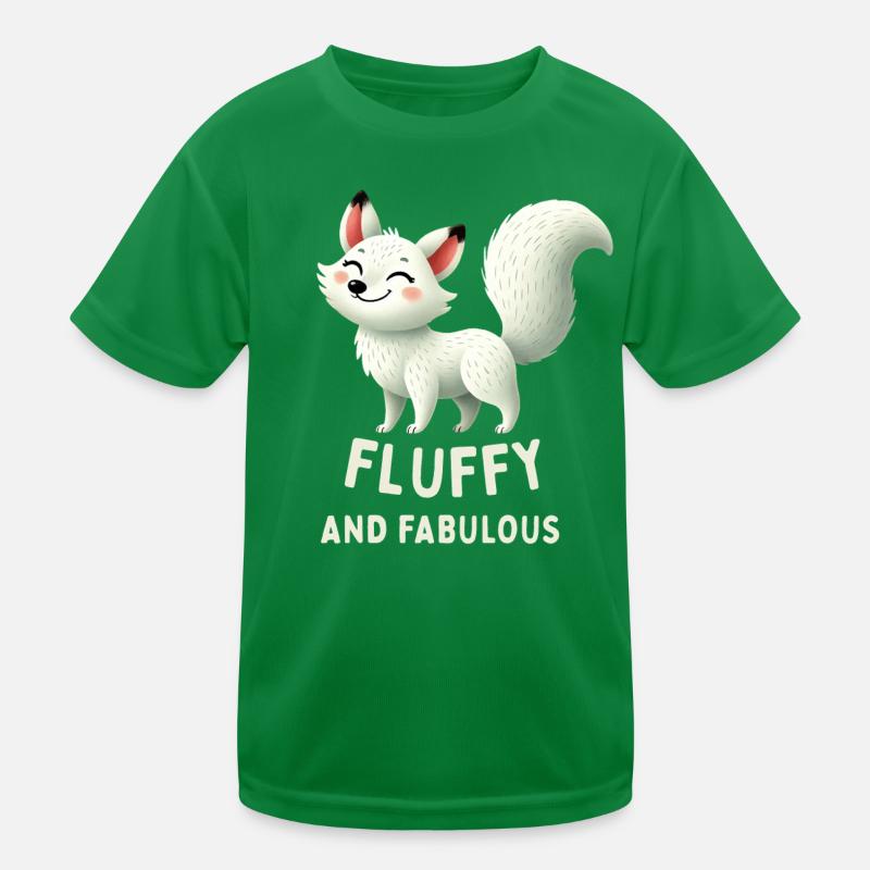 Fluffy White Fox Kids Functional T-Shirt