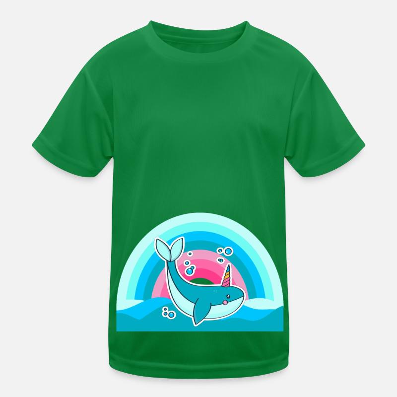 Kidcore Regenbogen Wal Einhorn Wellen Geschenk Kinder Funktions-T-Shirt