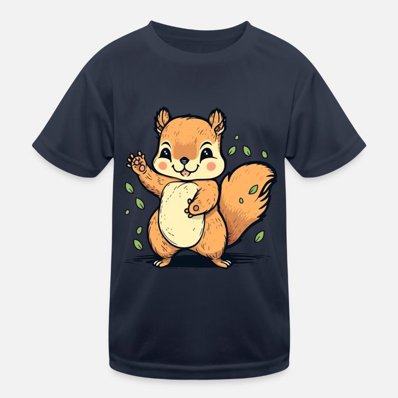 Kawaii Squirrels, Squirrels, Cheek Squirrels - Kids Functional T-Shirt - navy