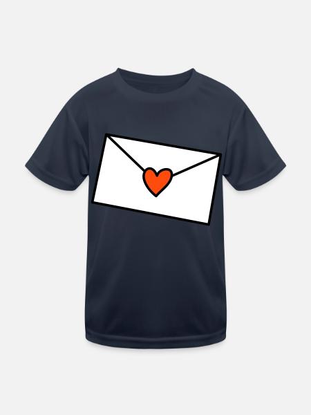 Brief Herz dreifarbig - Kinder Funktions-T-Shirt - Navy - Vorne