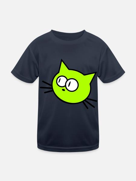 Neugierige Katze Guckt Lustig Ulkig Albern Komisch - Kinder Funktions-T-Shirt - Navy - Vorne