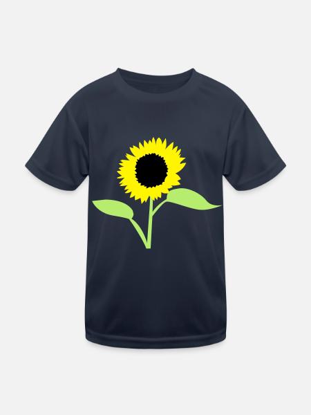 Sommer-Sonnenblumengelb mit offenen Blätter - Kinder Funktions-T-Shirt - Navy