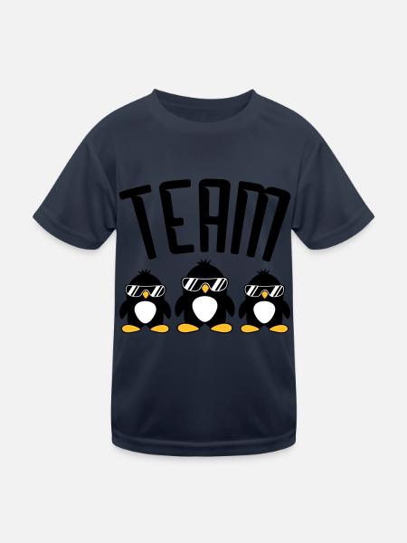Logo Team Pinguine - Kinder Funktions-T-Shirt - Navy - Vorne