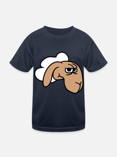 Sheep looks skeptical, critical, suspicious stares - Kids Functional T-Shirt - navy - Front