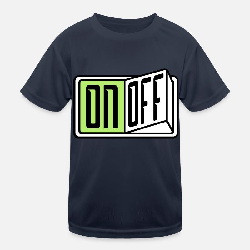 on off schalter taste button einschalten ausschalt Kinder Funktions-T-Shirt