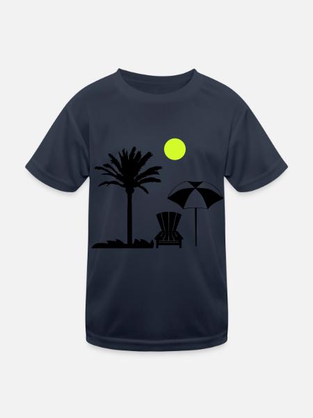 Palm Tree Deck Chair - Kids Functional T-Shirt - navy - Front