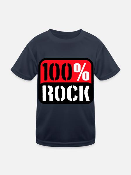 100% Percent Rock Heavy Metal Musique Texte Logo Fun - T-shirt sport Enfant - bleu marine - Devant