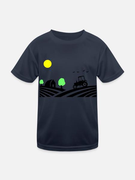 traktor farm - Kinder Funktions-T-Shirt - Navy - Vorne