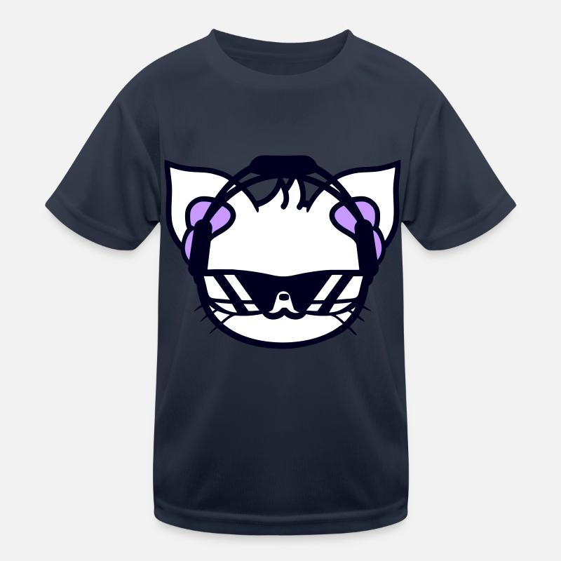 Cool mignon DJ chat tête d’animal de compagnie chaton T-shirt sport Enfant