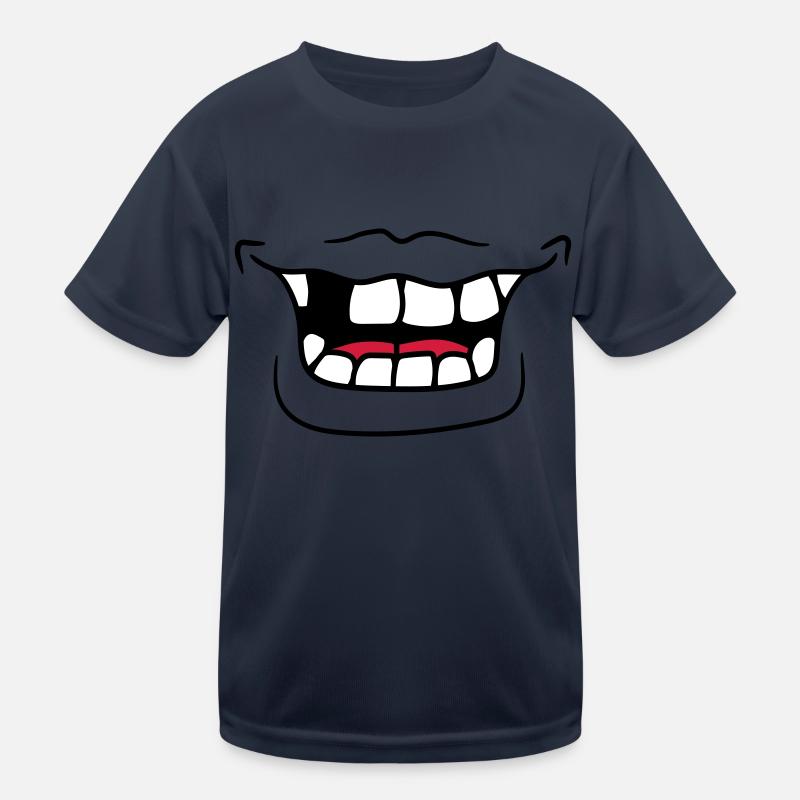 mouth grin laugh funny tooth gluecke comic cartoo Kids Functional T-Shirt