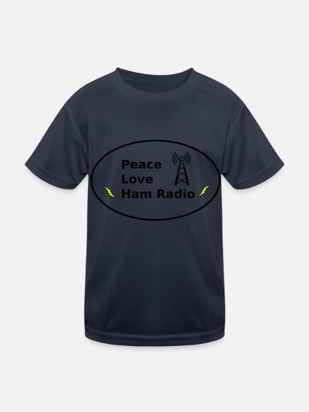 peace love ham radio tower - Kids Functional T-Shirt - navy - Front