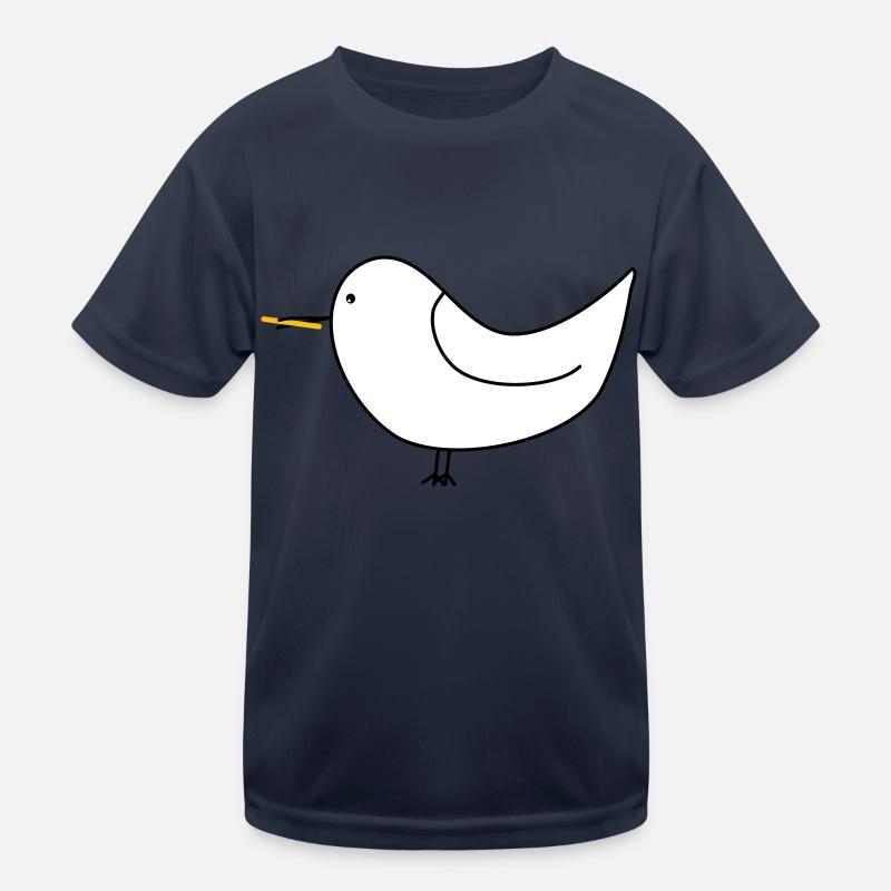 Weiße Möwe mit Pommes - Kinder Funktions-T-Shirt - Navy