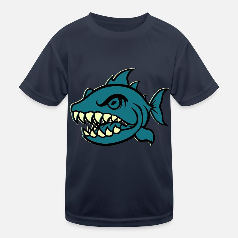Piranha Bande dessinée Poisson T-shirt sport Enfant