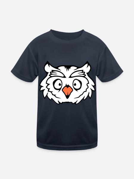 Eule Vogel Uhu Nachtvogel Schleiereule Kauz Comic - Kinder Funktions-T-Shirt - Navy - Vorne