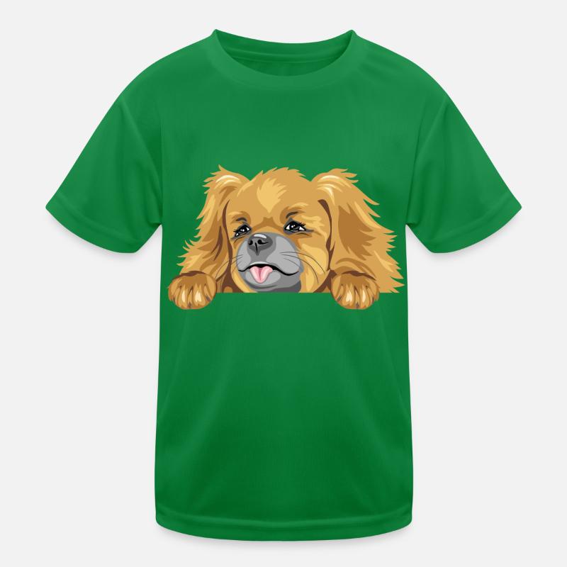 Peeking Pekingese dog Kids Functional T-Shirt