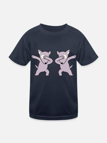 dog dabbing - Kinder Funktions-T-Shirt - Navy - Vorne