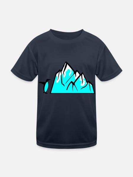 Pinguin Eisberg - Kinder Funktions-T-Shirt - Navy - Vorne