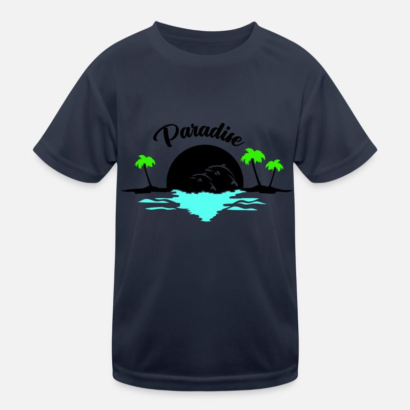Sunset Dolphins - Kids Functional T-Shirt - navy