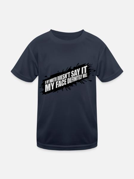Mon visage le fera certainement - T-shirt sport Enfant - bleu marine - Devant