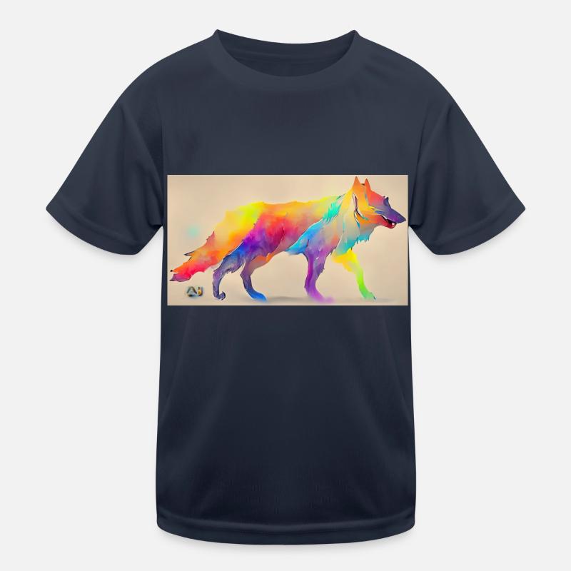 A walk through the robot mind: Farbenfroher Wolf Kinder Funktions-T-Shirt