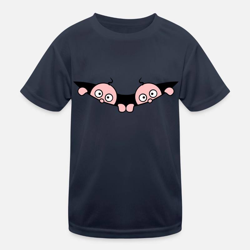 Comic Twins Peeking Out Belly 2 Bébés Enceintes T-shirt sport Enfant