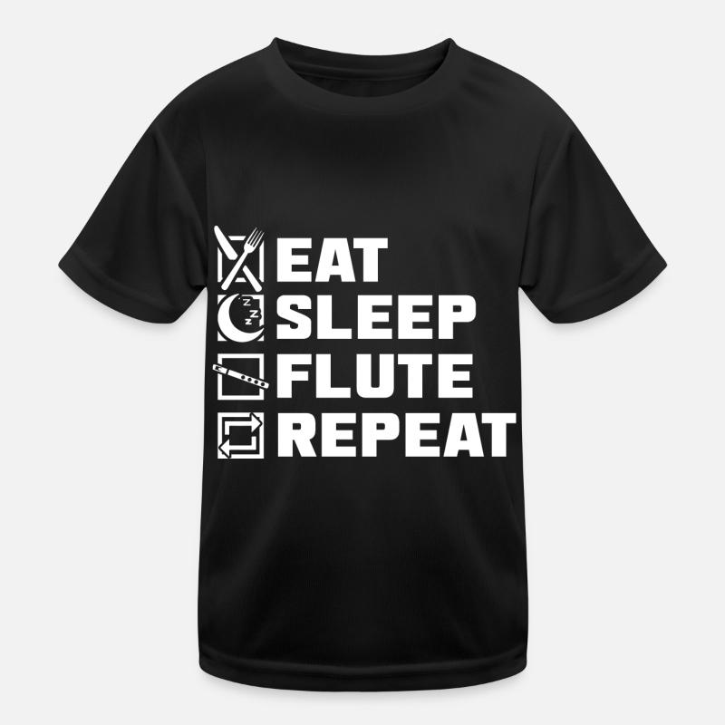 Eat sleep flute repeat Kinder Funktions-T-Shirt