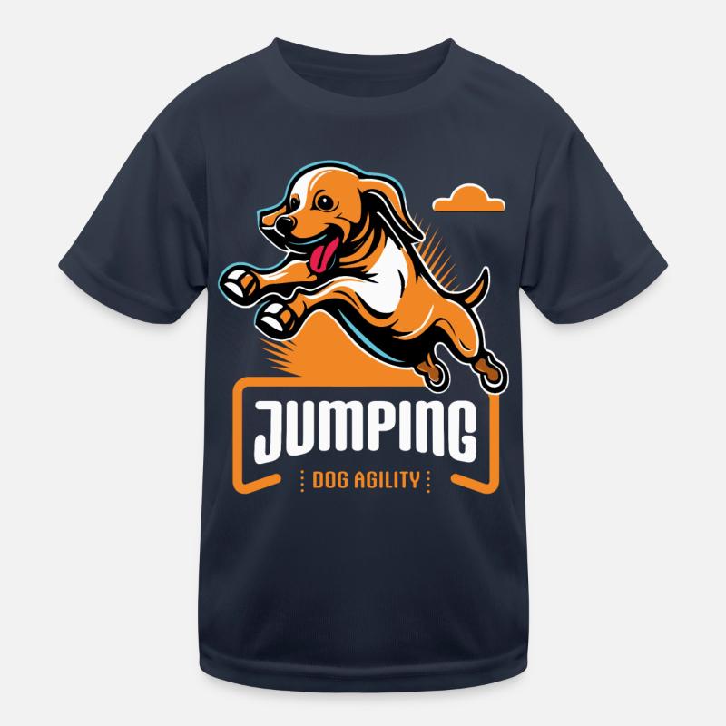 Jumping Agility Dog Kinder Funktions-T-Shirt
