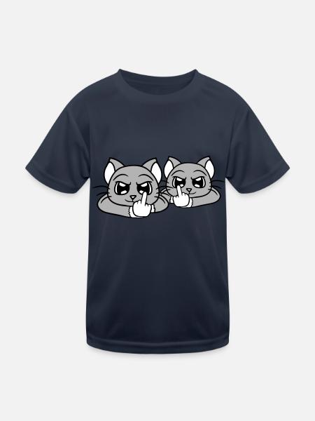 Nasty Cats Friends Middle Finger Insult Team - Kids Functional T-Shirt - navy - Front